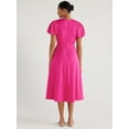 thumbnail image 2 of Scoop Women's Cut Out Midi Dress with Puff Sleeves, Sizes XS-XXL, 2 of 4
