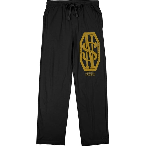 Fantastic Beasts Newt Scamander Monogram Men's Black Sleep Pajama Pants-Medium