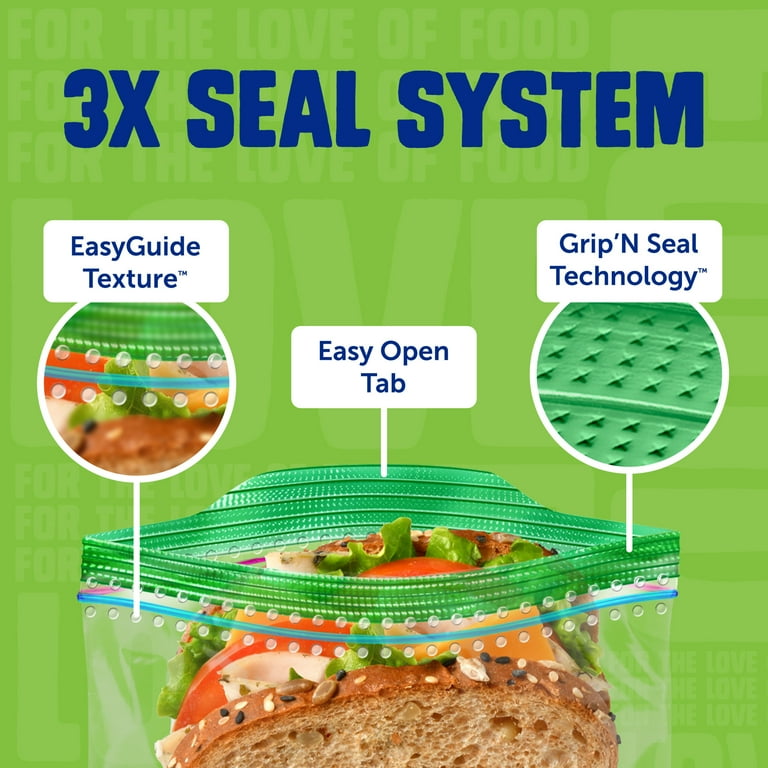 Ziploc® Brand XL Sandwich Bags with EasyGuide™ Texture, Grip 'n