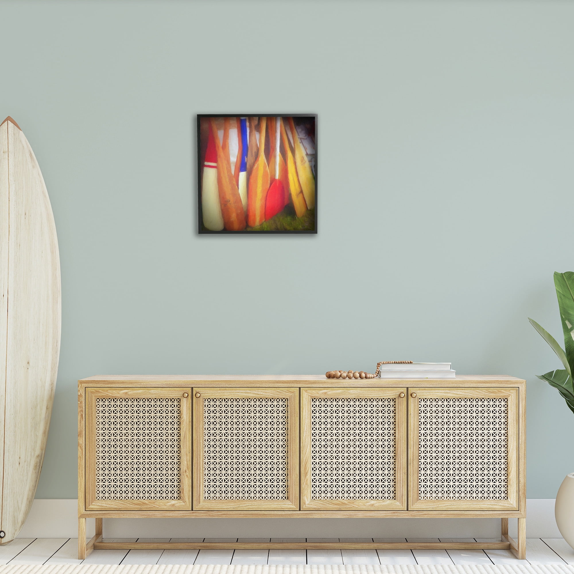 Stupell Industries Nautical Boating Oars Abstract Painting Black Framed Art Print Wall Art, 24 x 24