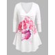 thumbnail image 1 of Talla grande Twist Front Floral Butterfly Tee Rosegal Mangas largas de talla grande, 1 of 5