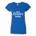 thumbnail image 2 of Wild Bobby Make Heaven Crowded Inspirational/Christian Women Standard V-Neck Tee, Royal, Small, 2 of 5
