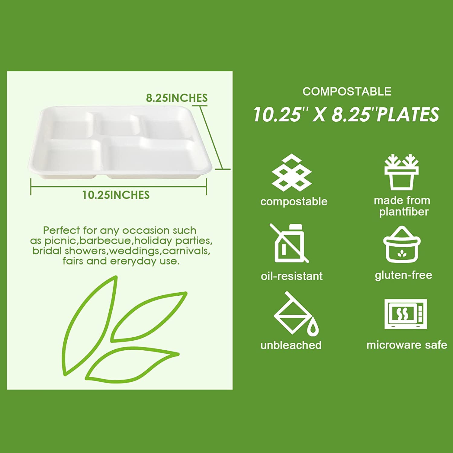  COSBAY Paper Plates 125 Pack,7 Inch 100% Compostable Heavy-Duty  Plates,Eco-Friendly Disposable Plates,Biodegradable White Bagasse Plate for  Party Picnic Camping : Health & Household