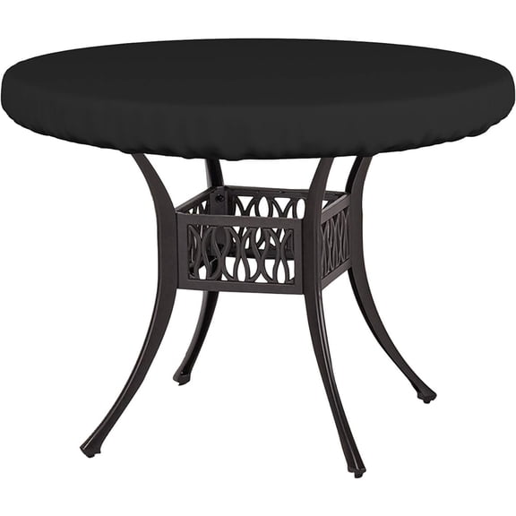 Outdoor Round Table Cover Waterproof UV-Resistant for 41 Inch Diameter Patio Tables - Heavy Duty Weatherproof Table Top Protector with Elastic Hem (Black)Only dust cover