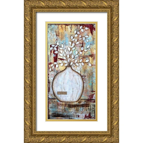 Allemand, Sue 11x18 Gold Ornate Wood Framed with Double Matting Museum Art Print Titled - Gratitude Vase
