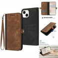 thumbnail image 1 of Mantto Wallet Case for iPhone 13 Magnetic Card Slots Holder Kickstand Shockproof Case Luxury PU Leather Wrist Strap Handbag Soft Silicone Drop Resistant Shockproof Protective Case,Brown, 1 of 9