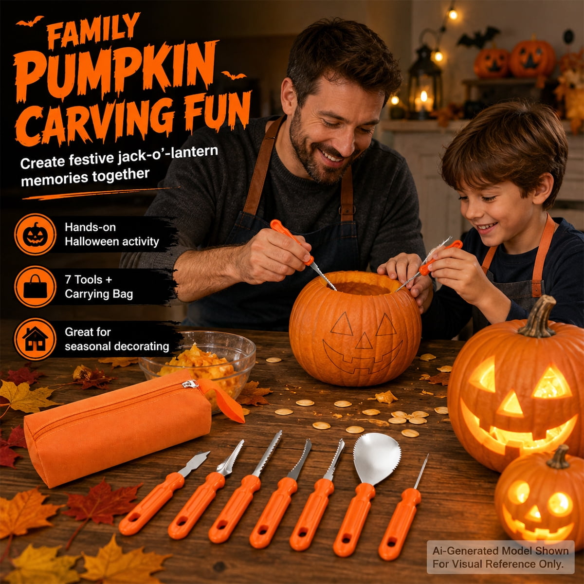 Halloween Pumpkin Carving Kit Heavy Duty Stainless Steel Pumpkin