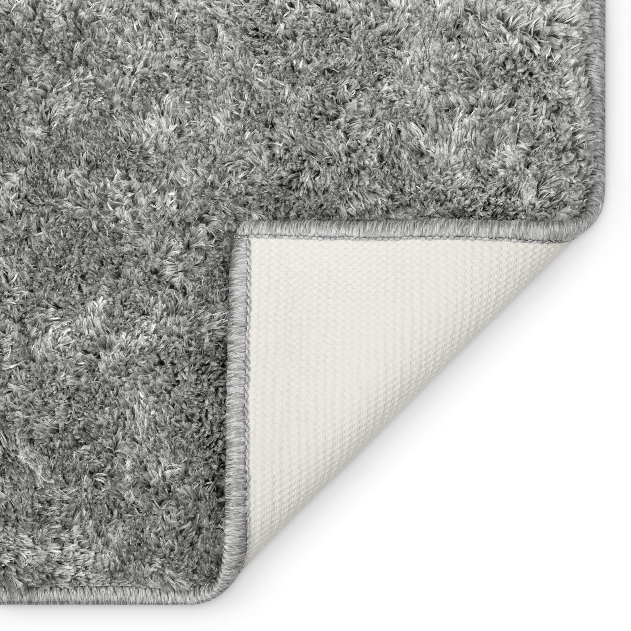 Mainstays 5' x 7' Gray Microfiber Plush Shag Area Rug – Soft, Durable Indoor Rug for Living Room, Bedroom, or Dining Room