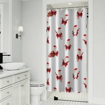 White Christmas Santa Pattern Shower Curtain 36"x72" ,Bathroom Decorative Shower Curtains Set with 12 Hooks,Modern Waterproof Washable Shower Curtain