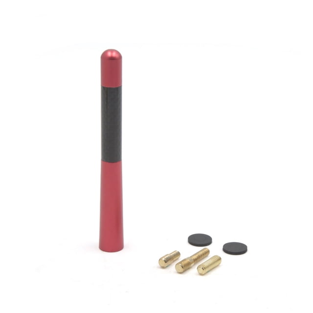 6mm 5mm Rosca 12cm Recta Antena de Señal Radio de Coche Aluminio Rojo Tono Fibra de Carbono