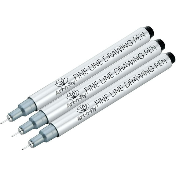 Ultra Fine Tip 003 Black Inking Pens Three Pack with Archival Ink Pen Fineliner 3 Sketching Pens for drawing