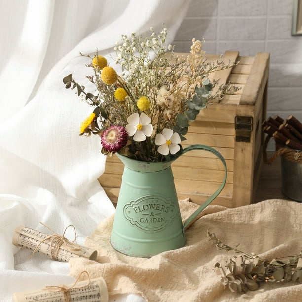 VANCORE Shabby Chic Metal Jug Vase Pitcher Flower Holder for Home