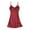 Wine, variant on Samickarr Satin Silk Nightgown For Women SLeeveless V Neck Lace Nightdress With Chest Pads Ice Silk Hollow-out Solid Color Loose Lingerie Suspenders Pajama