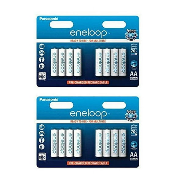 16 Panasonic Eneloop AA BK-3MCCE/8BE min 1900 mAH Rechargeable Batteries
