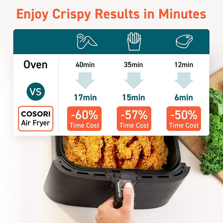 Pro Air Fryer Oven Combo, 5.8QT Max Xl Large Cooker with 300+ Recipes,  One-Touch Screen with 11 Presets and Shake Reminder, Nonstick and  Dishwasher-Safe Detachable Square Basket, Black 