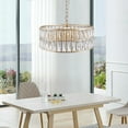 thumbnail image 2 of Modern Crystal Drum Chandelier, 6-Light Pendant Lighting Fixture with Golden Metal Frame for Living Room, Dining Room, and Bedroom (Bulbs Not Included), 2 of 10