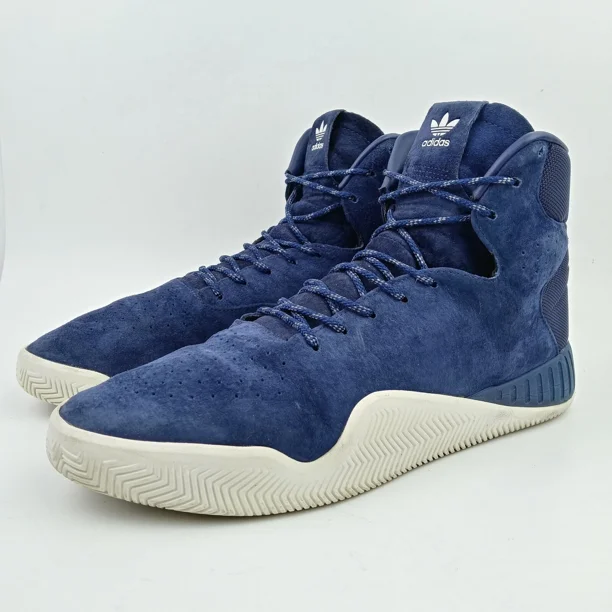 Adi - das Tubular Instinct Men Blue Suede Basketball Shoe High Top Sneakers 11.5
