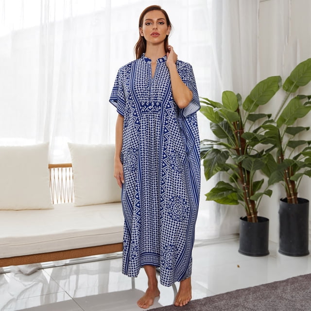 FcBaudy Maillots de Bain pour Femmes Maillot de Bain Grande Taille pour Femmes Robe de Plage Décontractée à Manches en V Imprimée