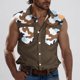 thumbnail image 4 of Camisas de Cuello para Hombres, Moda Casual Día de la Independencia Imprimir Turndown Bolsillos sin Mangas Tanque Deportivo, 4 of 5