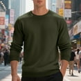 thumbnail image 4 of safuny Men's Sweatshirt Regular Crew Neck Long Sleeve Pullover Comfortable Cozy Casual Daily Tops Army Green L, 4 of 9