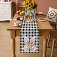 thumbnail image 2 of Easter Table Runner 72 Inches, Spring Rabbits Ears Feet Wildflowers Black Plaid Bed Runner Dresser Scarves Tabletop for Indoor Outdoor Parties/Ceremony/Banquet, 14" x 72", 2 of 8