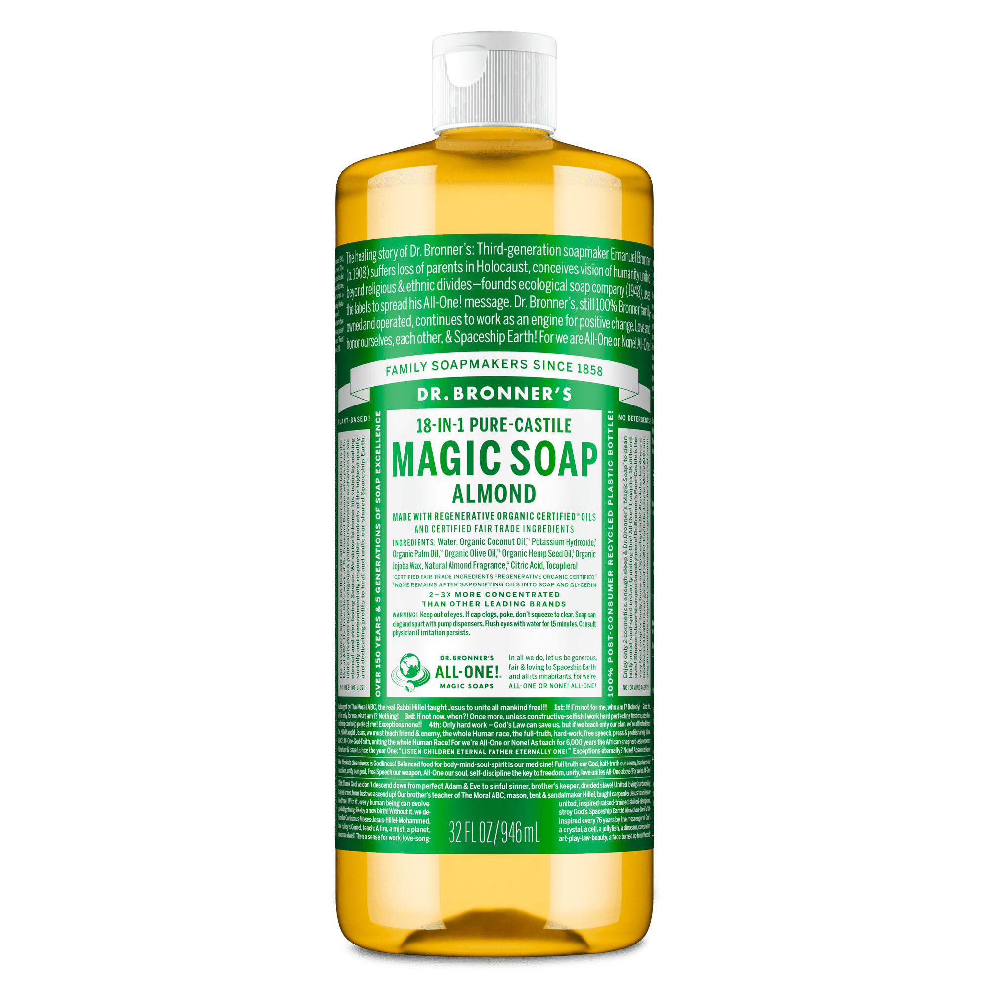 Dr.Bronner's Magic Soap, Almond, Pure-Castile Body Wash Liquid Soap, 32 fl oz