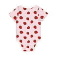 thumbnail image 2 of Daiia Strawberry Printed Unisex-Baby Short Sleeve Onesies Bodysuits Baby Climbing Clothes Soft and Comfortable Romper with Expandable Shoulder Design-12 Months, 2 of 8