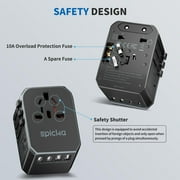 EPICKA Universal Travel Adapter, International Power Plug Adapter with 3 USB-C and 2 USB-A Ports (TA-105C, Black)
