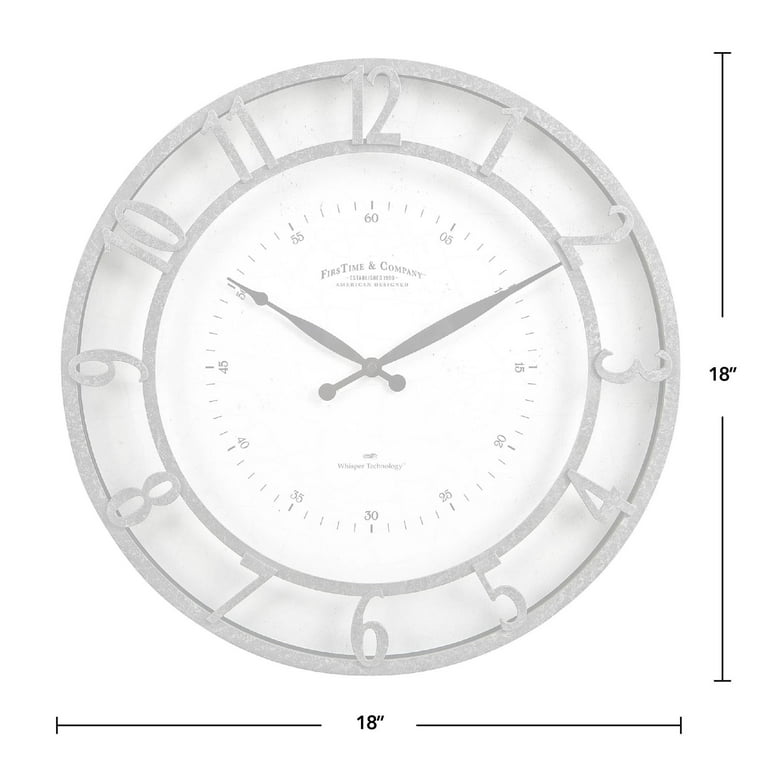 FirsTime & Co. Dark Silver Shiplap Outdoor Wall Clock, Farmhouse