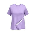 thumbnail image 3 of fatyb Women's Casual T Shirts Open Side Short Sleeve Shirts Round Neck Loose Summer Tops with Button, 3 of 4