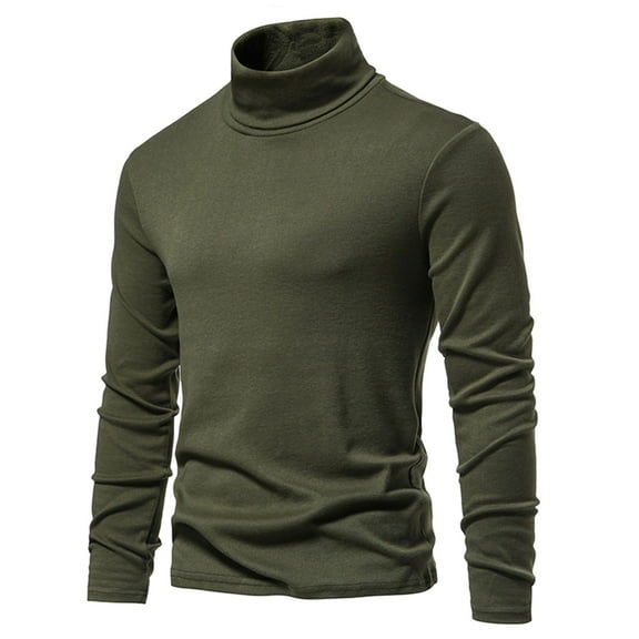 Mens High Neck Shirts Long Sleeve Wool Sweatshirts Trendy Stretchy Slim Pullover Solid Color Thermal Warm Basic Going-Out Business Work Tops