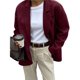 thumbnail image 3 of Blazer para Mujer, Informal, de Negocios, de Larga, con Solapa y Abertura Frontal, para Trabajo y con Bolsillos. Vino Tinto XL, 3 of 8