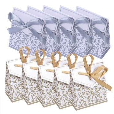 50pcs Wedding Candy Box Party Candy Box Bowknot Candy Storage Box Baking Biscuits Packing Boxes