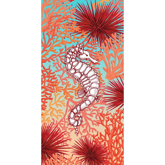 Bahia Collection by Dohler Sea Horse Brazilian Velour Beach Towel 30X60 Inches