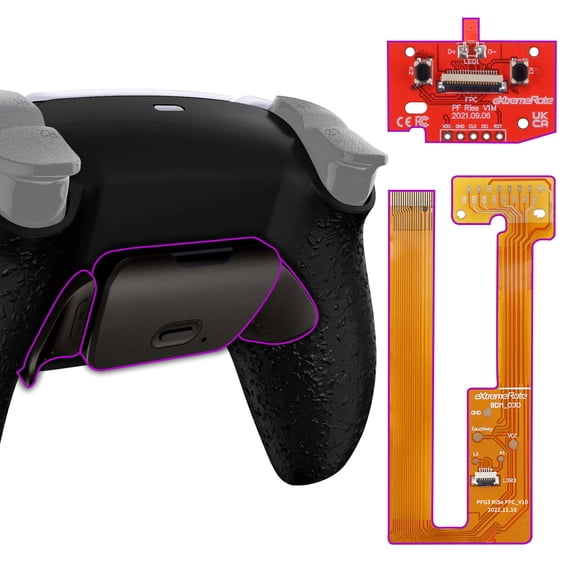 eXtremeRate Textured Black Real Metal Buttons Kit Upgrade Board & Redesigned Back Shell & Buttons Set for PS5 Controller