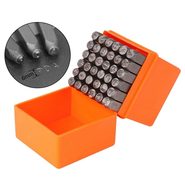 Akozon - Lote De 36 Letras Para Golpear (36 Piezas, Acero Número, Piel, Estampación, Herramienta De Letra, Punzonado, Kit De Alfabeto, Estampado, Para Manualidades, Impresión De 6 Mm, Herramientas De