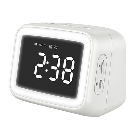 Kcavykas Durable Alarm Clock Mini Mirror Clock Alarm Clock Night Light Card FM Bluetooth Speaker Easy to Read Office Decor Adults and Children s Bedrooms