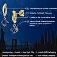 thumbnail image 2 of Gem Stone King 10K Yellow Gold Blue Created Sapphire and Lab Grown Diamond Stud Dangle Earrings for Women | 0.75 Cttw | Gemstone September Birthstone | Round 4.5MM, 2 of 6