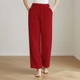 thumbnail image 2 of FRSASU Pajama Pants for Women Soft Comfy Plush Solid Color Casual Stretch Wide Leg Pants Red, 2 of 5