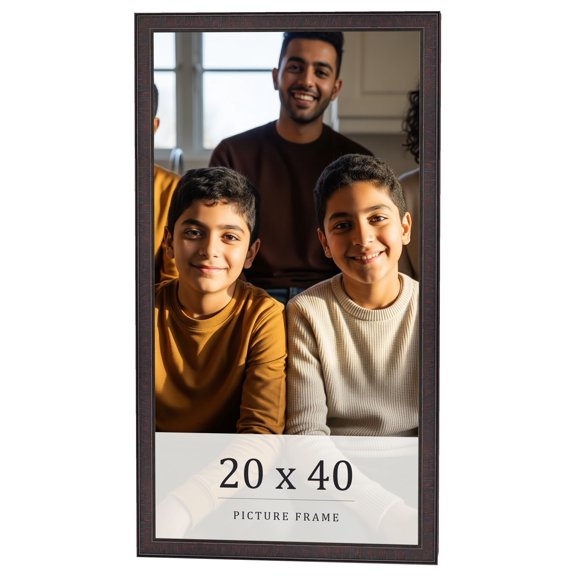 20x40 Rustic Brown Real Wood Picture Frame Width 0.75 inches | Interior Frame Depth 0.5 inches |
