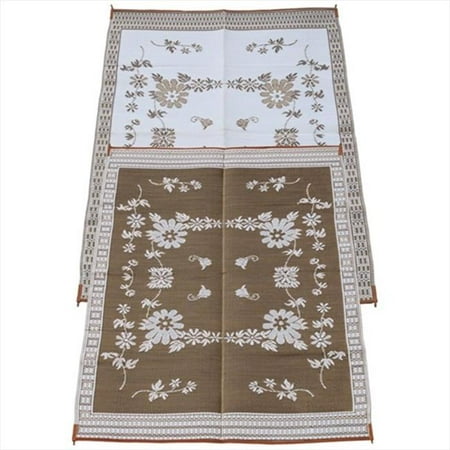 Fireside Patio Mats Neutral Leather Brown 6 Ft X 9 Ft Polypropylene