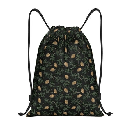 Drawstring Backpack Pine Cone Woodland Pattern Sports Gym Bag for Men Women  Waterproof Drawstring Bags for Sports  Travel  Swimming  Beach