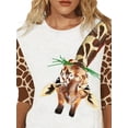 thumbnail image 3 of FASHIONWT Women Plus Size Round Neck 3/4 Sleeve Animal Print Classic T-Shirt Top, 3 of 4