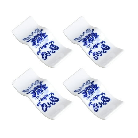 

FRCOLOR 4pcs Ceramic Chopstick Rest Storage Rack Holder Blue and White Porcelain Pattern for Restaurant (White+ Blue)