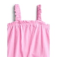 thumbnail image 2 of Wonder Nation Toddler Girls Ribbed Tank Top and Shorts 2-Piece Set, Sizes 12M–5T, 2 of 3