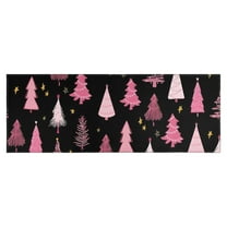Black and Pink Christmas Tree Pattern Kitchen Rug Mat,Kitchen Runner Rugs Non Skid Washable,Decorative Kitchen Floor Mats for Kitchen,Sink,Laundry,17"X47"