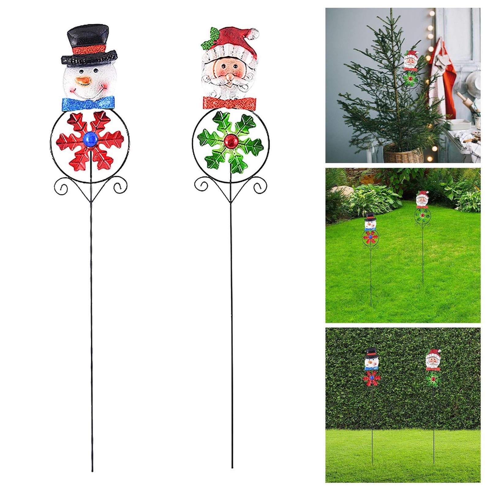 WNG Rustic Stake Snowman Christmas & Santa Metal Outdoor Yard Windmill ...