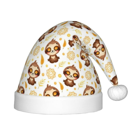 Rateoe Sloth Yoga Santa Hat Confortable Christmas Hat for Christmas Party Favors Fit for Kids