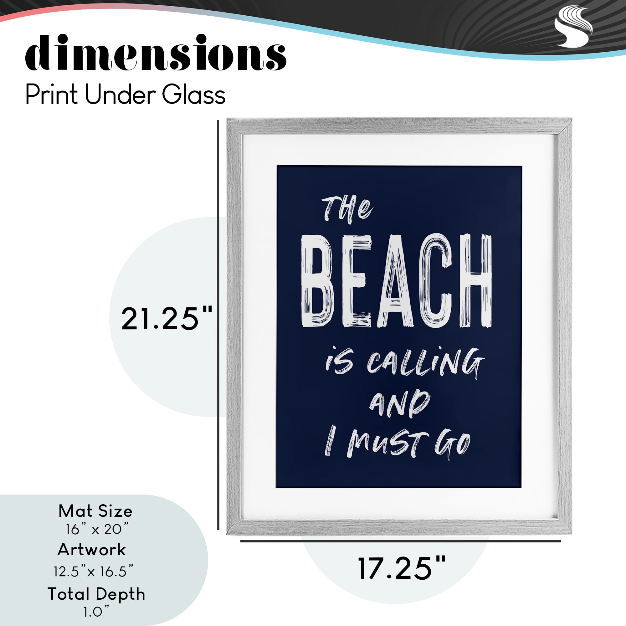 Beach Is Calling Summer Sentiment Gray Framed Print Under Glass, design by Lettered and Lined