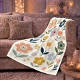 thumbnail image 6 of Retro Folk Art Flower Pattern, Cozy Botanical Garden Scene, Warm Flannel Blanket for Sunroom and Reading Nook, Garden Lovers Housewarming Gift, Botanical Home Decor, 6 of 9